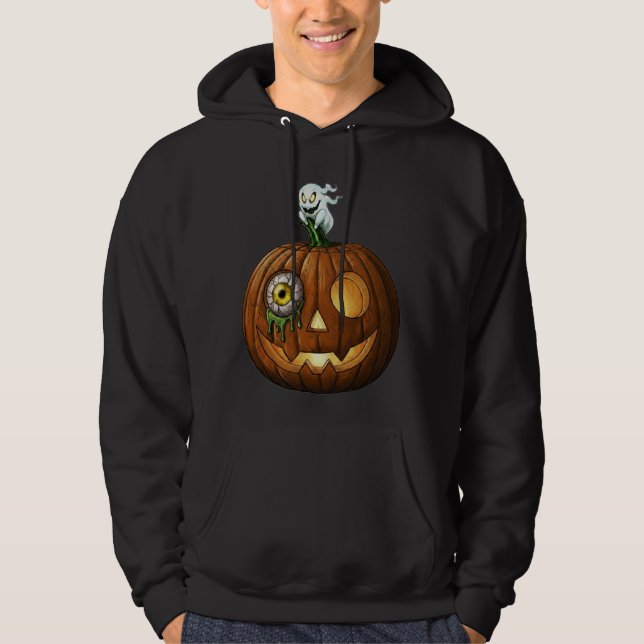 Haunted Ghost & Dripping Eyeball Jack-O-Lantern Hoodie (Vorderseite)
