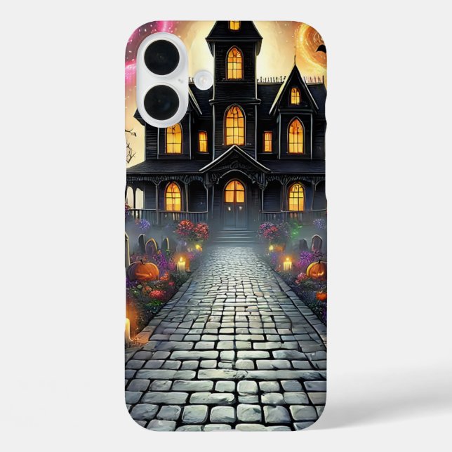 Haunted Halloween Mansion Glow Phone Case (Rückseite)
