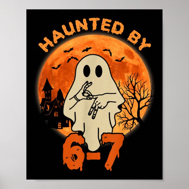 Haunted Halloween Skeleton Haunted Six Seven Numbe Poster (Vorne)