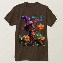 Haunted Harvest – Witchy Dachshund Halloween Garde T-Shirt