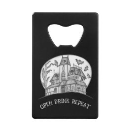 Haunted House and Bats Halloween Geldbeutel Flaschenöffner