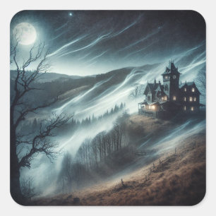 Haunted House Quadratischer Aufkleber