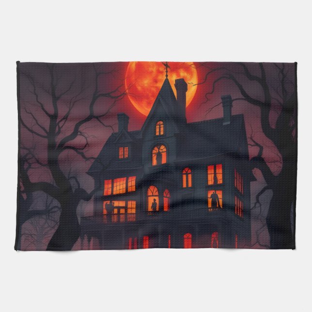 Haunted Mansion Halloween Kitchen Towel Geschirrtuch (Horizontal)