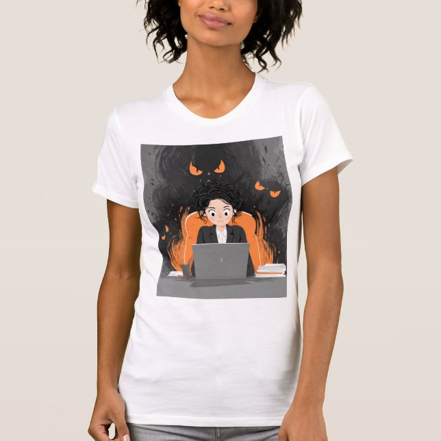 “Haunted Office – When Work Feels Like a Nightmare T-Shirt (Vorderseite)