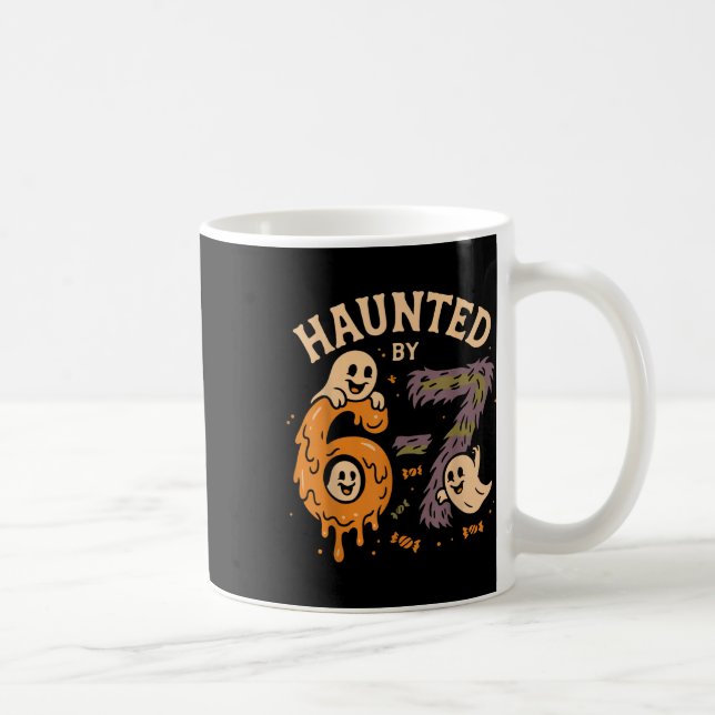 Haunted Six Seven 6 7 Meme 67 Skeleton Hand Hallow Kaffeetasse (Rechts)