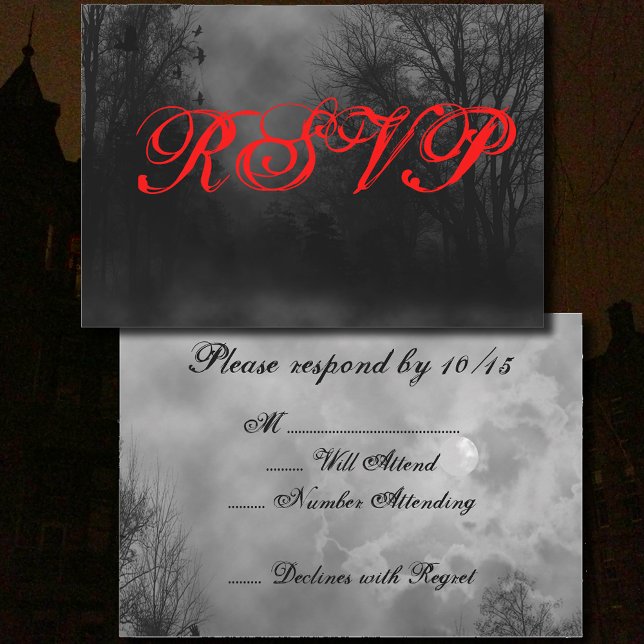 Haunted Sky Halloween RSVP Invitation Template Karte (Von Creator hochgeladen)