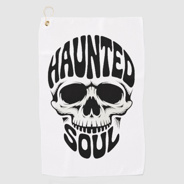 Haunted Soul Skull Typography Golfhandtuch (Vorderseite)