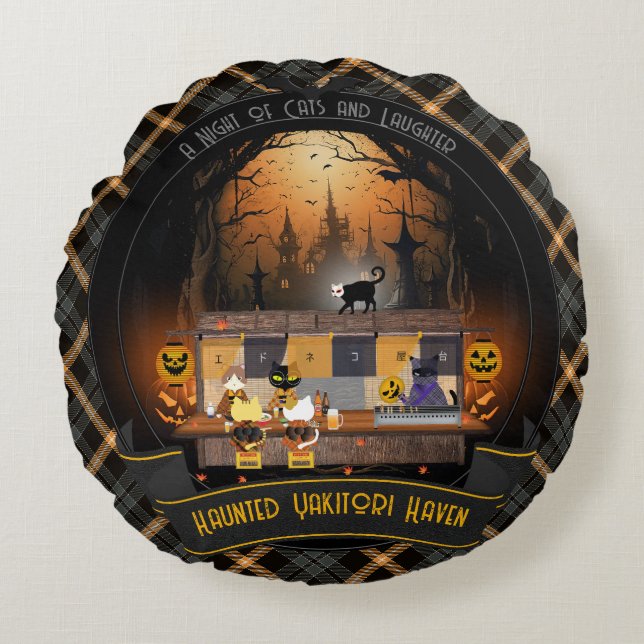 Haunted Yakitori Haven Rundes Kissen (Vorderseite)