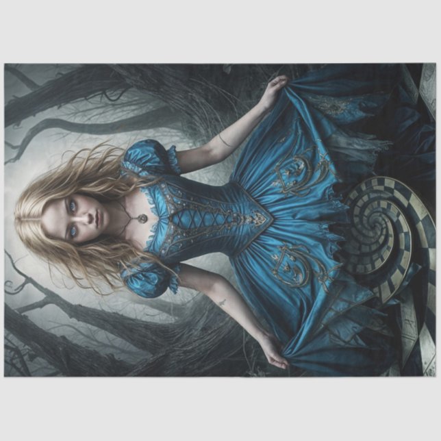 Haunting Alice im Wunderland Dark Decoupage Seidenpapier (Vorderseite)