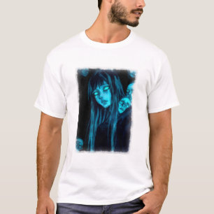 Haunting Blue Gaze Ethereal Frau mit Ghosting T-Shirt