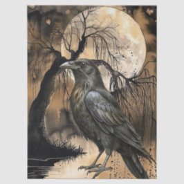Haunting Fantasy Gothic Raven Art Collage Seidenpapier
