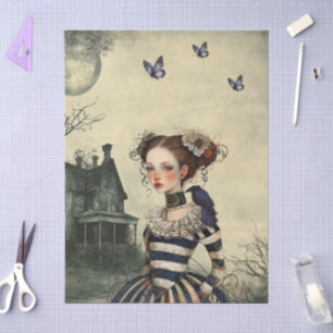 Haunting Fantasy Gothic Raven & Viktorianisch Girl Seidenpapier