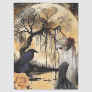 Haunting Fantasy Gothic Raven & Viktorianisch Girl Seidenpapier
