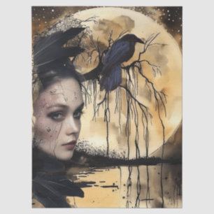 Haunting Fantasy Gothic Raven & Viktorianisch Girl Seidenpapier
