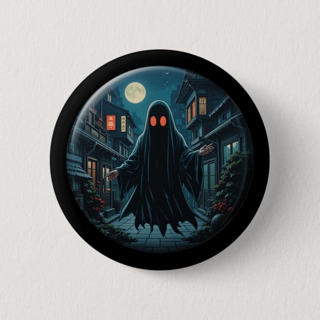 'Haunting in Shadows' - Schwarzer Geist Button (Vorderseite)