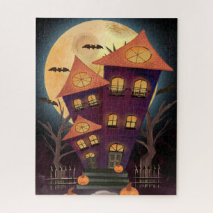 Haunting Lila Moon Spooky House Halloween Puzzle