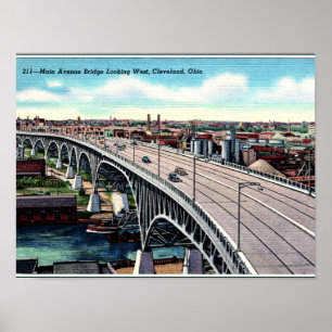 Haupt-Ave. Brücke, Cleveland, Ohio Vintage Postkar Poster