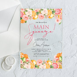 Haupt-Squeeze Citrus Brautparty Orange Acryleinladungen