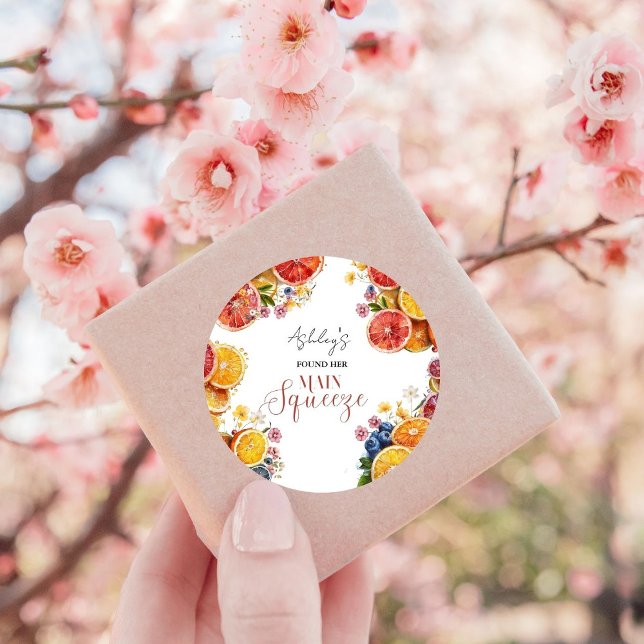 Haupt-Squeeze-Citrus-Brautparty Runder Aufkleber (Von Creator hochgeladen)