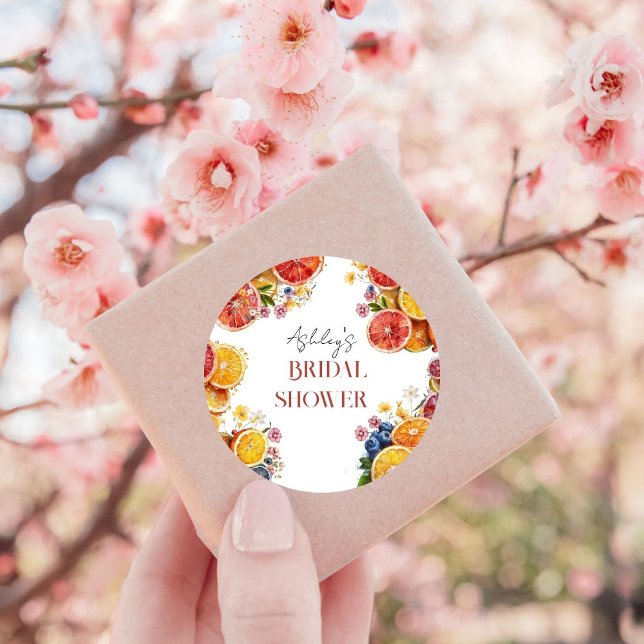 Haupt-Squeeze-Citrus-Brautparty Runder Aufkleber (Von Creator hochgeladen)