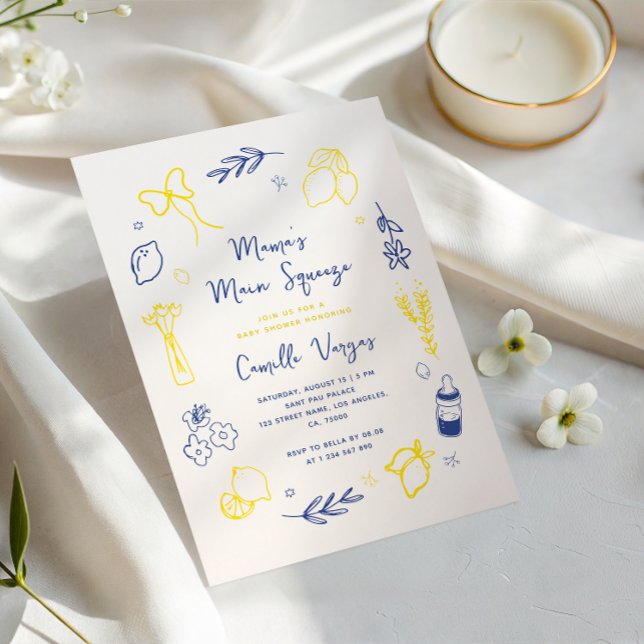 Haupt-Squeeze Hand Dragezogene italienische Lemon  Einladung (Von Creator hochgeladen)