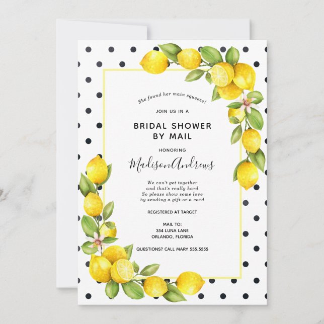 Haupt-Squeeze-Lemon-Brautparty per Mail Einladung (Vorderseite)