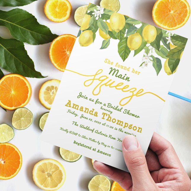 Haupt Squeeze Lemon Theme Wedding Brautparty Einladung (Von Creator hochgeladen)