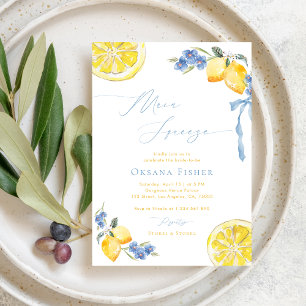 Haupt Squeeze Lemons blaues italienisches Brautpar Einladung