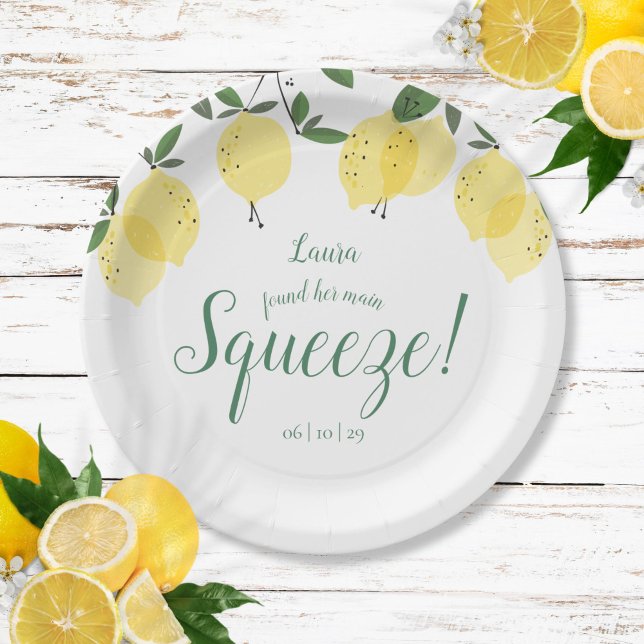 Haupt-Squeeze-Lemons-Brautparty Pappteller (Main Squeeze Lemons Bridal Shower Paper Plates)