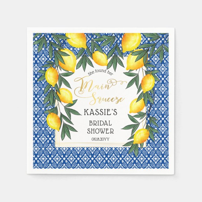 Haupt Squeeze Lemons Tropical Brautparty Napkins Serviette (Vorderseite)