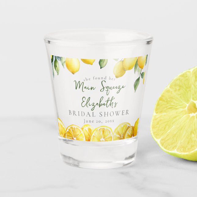 Haupt-Squeeze Wasserfarben Lemon Zitrusfrüchte Bra Schnapsglas (Vorderseite)