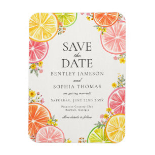 Haupt-Squeeze Zitrusblütensommer Save the Date Magnet
