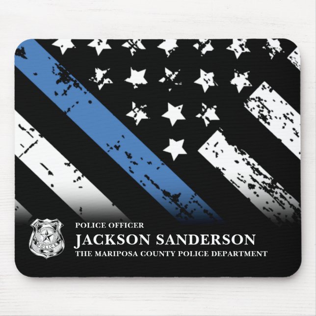 Hauptabteilung Polizeichef Thin Blue Line Logo Mousepad (Vorne)