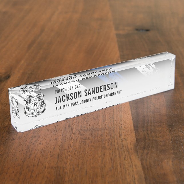 Hauptabteilung Polizeichef Thin Blue Line Logo Namensplakette (Seite)