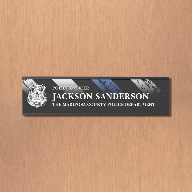 Hauptabteilung Polizeichef Thin Blue Line Logo Türschild (Police Officer Department Thin Blue Line Logo Door Sign)