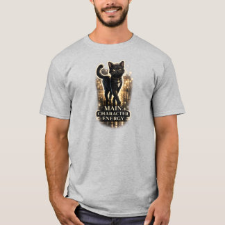 Hauptcharakter-Energie – Stylische schwarze Katzen T-Shirt