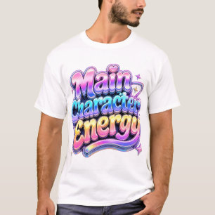 Hauptcharakter-Energie Y2K Retro-Blasen-Text-T-Shi T-Shirt