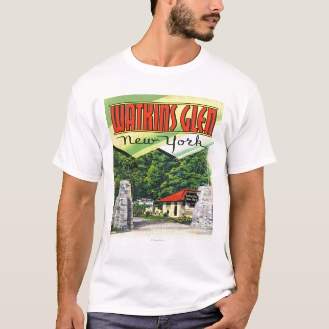 Haupteingangs-Ansicht zum Watkins Glen-Staats-Park T-Shirt (Vorderseite)