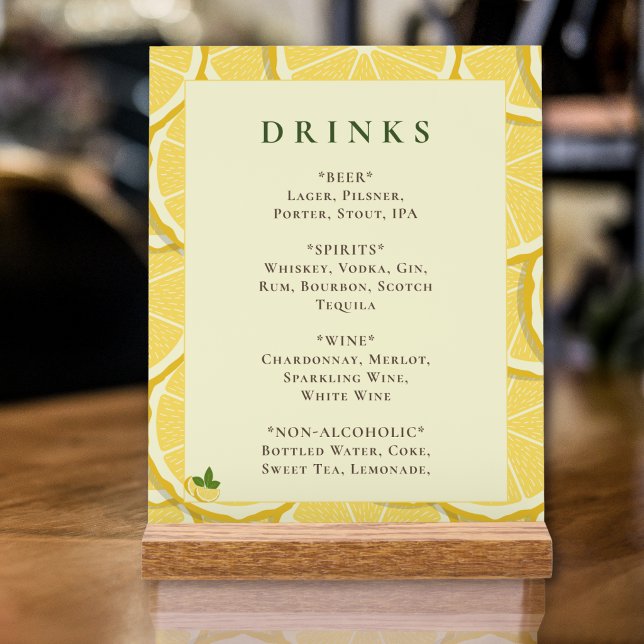 Hauptgetränk Lemon-Drinks-Menü-Schild Acrylschild (Von Creator hochgeladen)