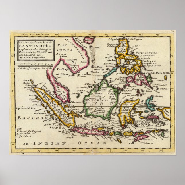 Hauptinseln der Ostindien Poster (Vorne)