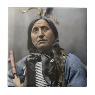 Häuptling Left Hand Bear Ogala Sioux Vintage Fliese