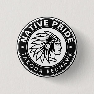 Häuptling-Logo Native Pride Personalisierter Name Button