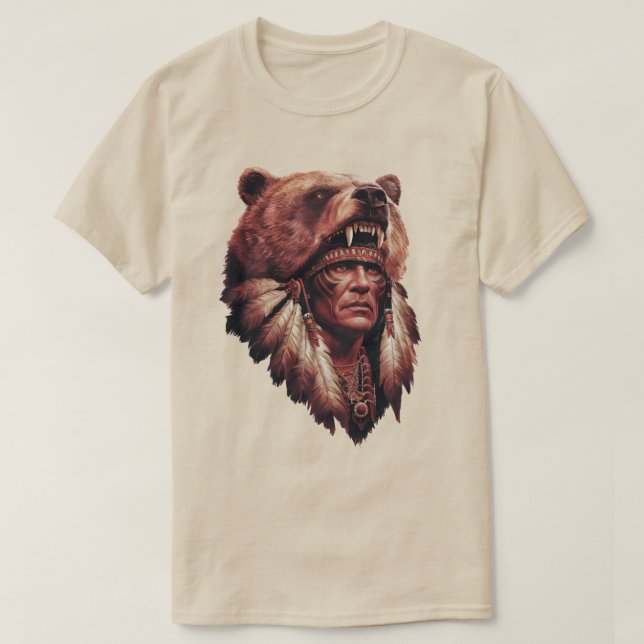 Häuptling mit Bärenfell T-Shirt (Design vorne)