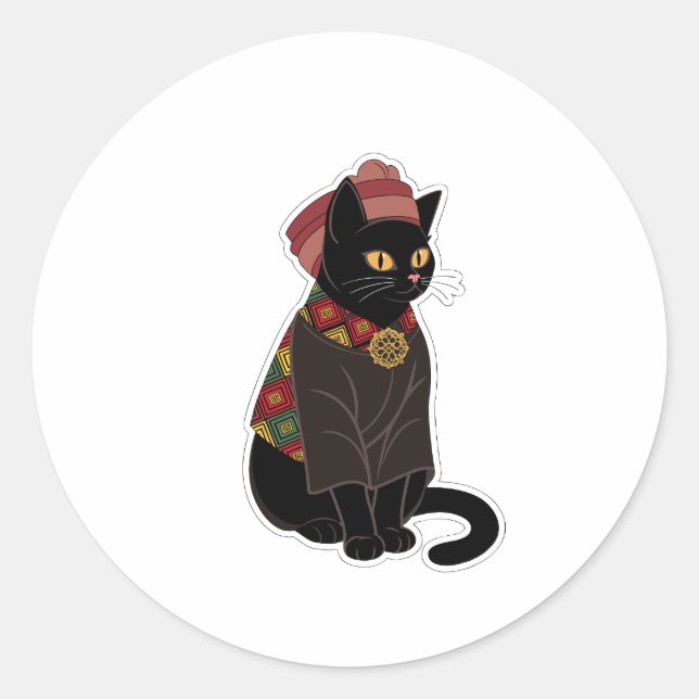 Häuptling Schwarze Katze Aufkleber (Vorderseite)