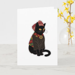Häuptling schwarze Katze Grußkarte Karte