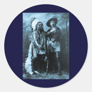 Häuptling Sitting Bull und Buffalo Bill 1895 Runder Aufkleber