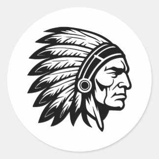 Häuptlinge in Minimalistisch Schwarz und Weiß Runder Aufkleber