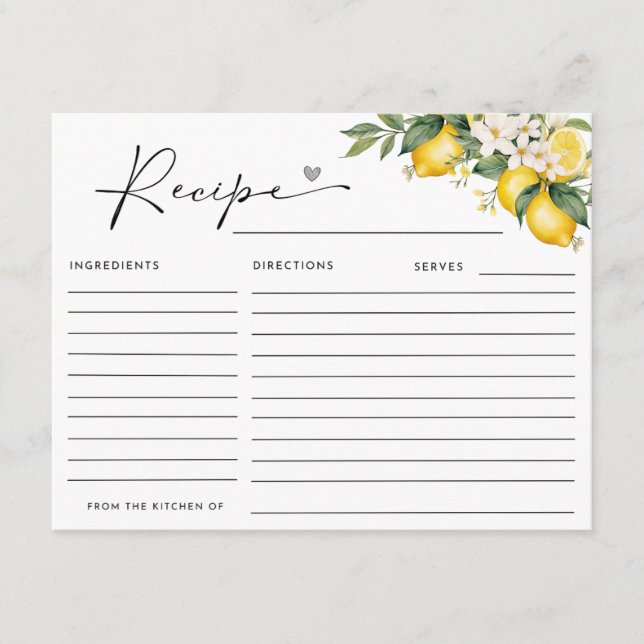 HAUPTPLATZ LEMON BRAUTPARTY REZIPE BEGLEITKARTE (Vorderseite)