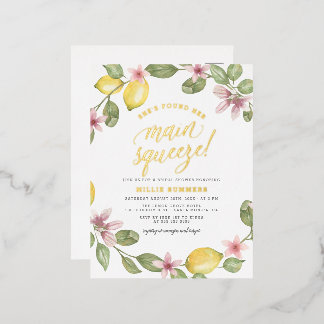 Hauptpresse Blumenlemon Wreath Brautparty Folie Einladungspostkarte
