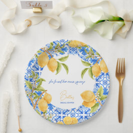 Hauptpresse Mittelmeer Tiles Lemons Bridal Pappteller